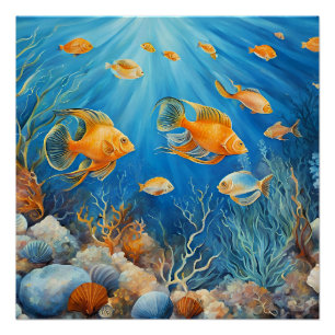 Póster Vida Marina con Peces Exóticos