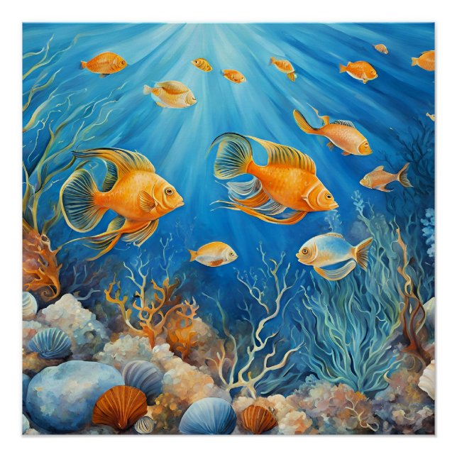Póster Vida Marina con Peces Exóticos (Anverso)