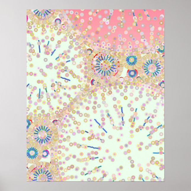 Póster "Vida marina", rosa, coral, azul (Frente)