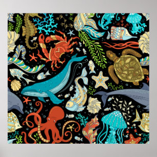 Póster Vida marina salvaje: colorida cosecha.