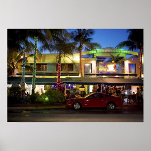 Póster Vida nocturna en Ocean Drive, South Beach, Miami