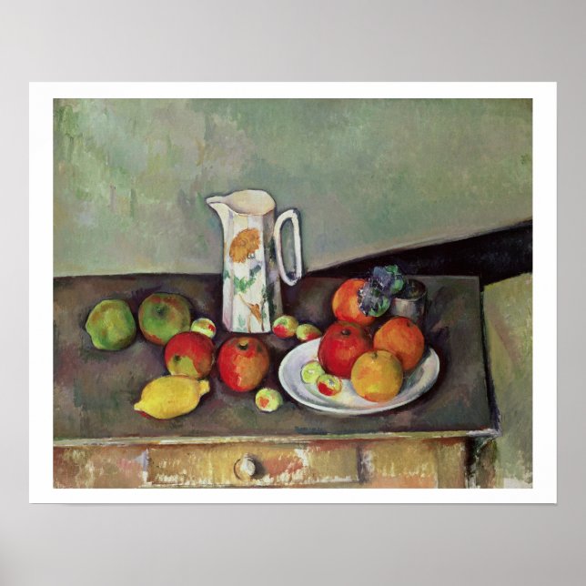 Póster Vida residual con leche y fruta, c.1886-90 (aceite (Frente)