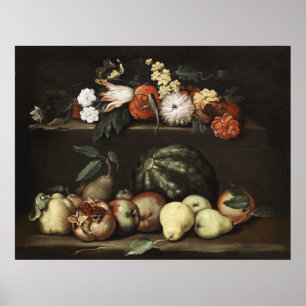 Póster Vida residual de flores y frutas