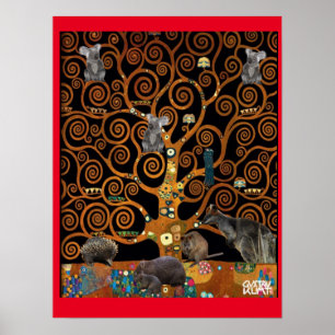 Póster Vida salvaje australiana en el árbol de la vida, p