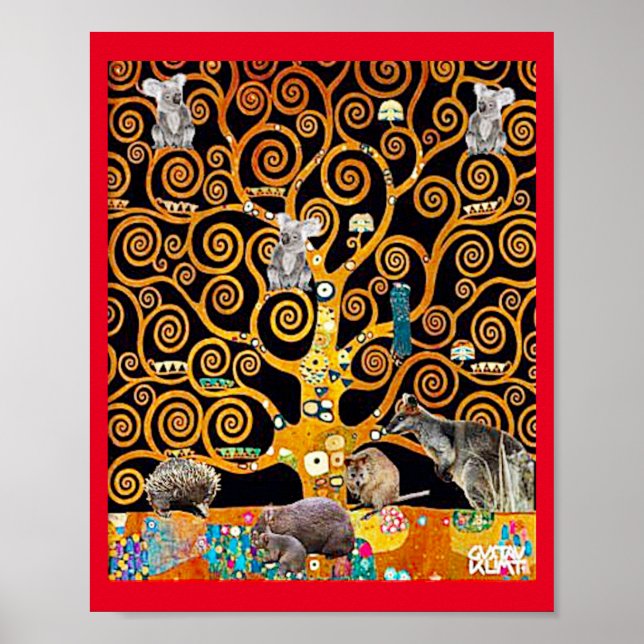 Póster Vida salvaje australiana en el árbol de la vida, p (Frente)