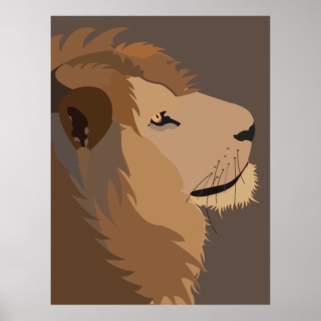 Póster Vida salvaje de animales leones Rey de la Selva (Frente)