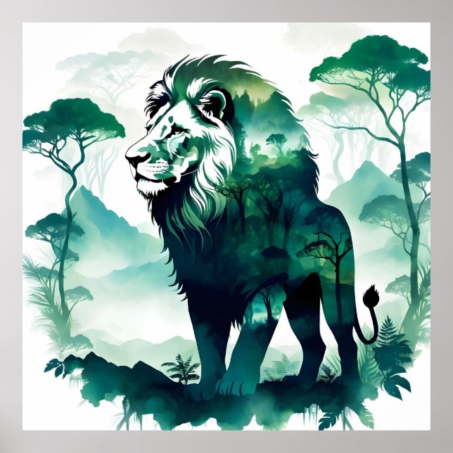 Póster Vida salvaje de los leones Naturaleza animal Medio (Frente)