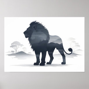 Póster Vida salvaje de los leones Naturaleza animal Medio