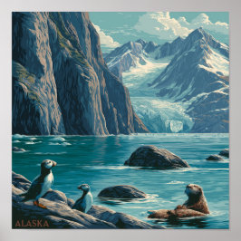 Póster Vida silvestre de la costa de Alaska