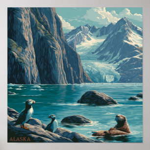 Póster Vida silvestre de la costa de Alaska