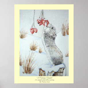 Póster Vida silvestre de la escena de nieve del ratón de
