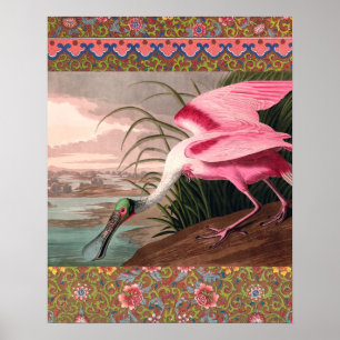 Póster Vida silvestre de los pájaros roseados Spoonbill A