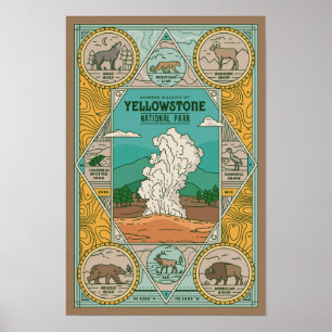 Póster Vida silvestre del afiche de Yellowstone Vintage