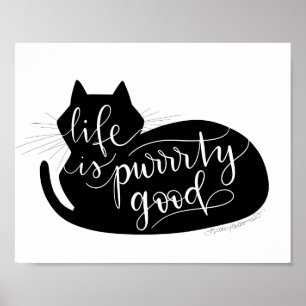 Póster Vida sórdida - Letrada a mano de Cat Silhouette