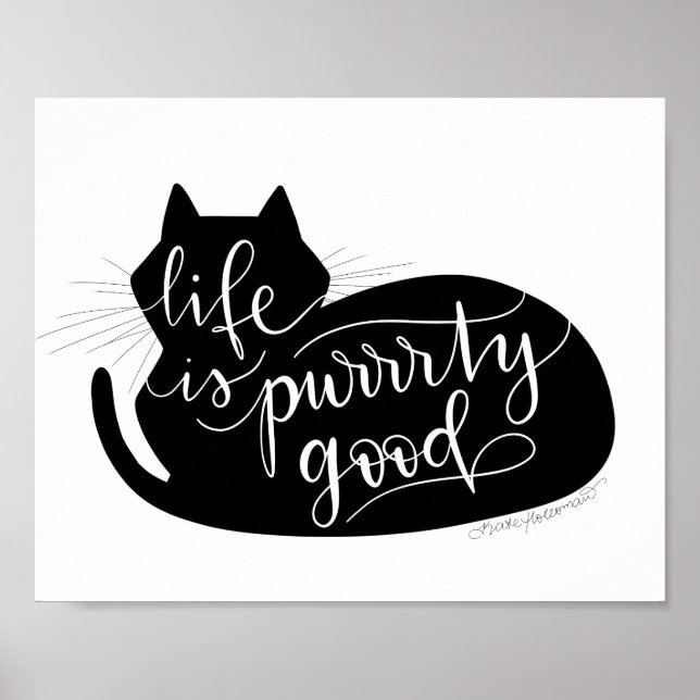 Póster Vida sórdida - Letrada a mano de Cat Silhouette (Frente)
