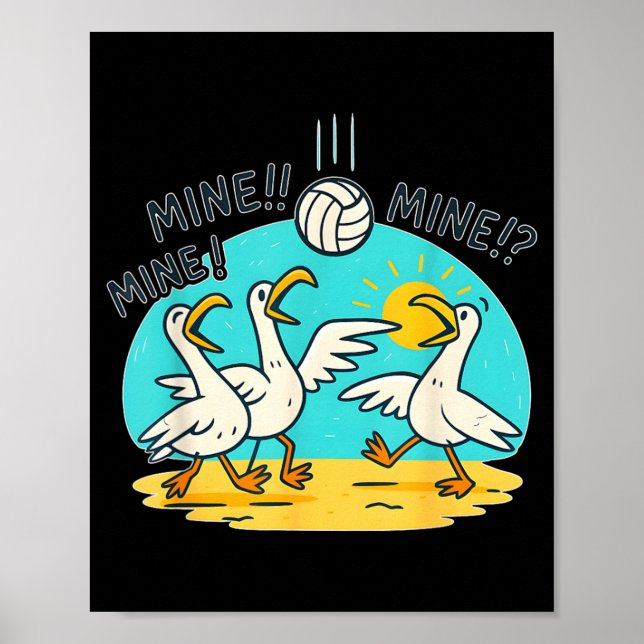 Póster Vida Vibe Voleibol Payasos Gaviotas de Playa (Frente)