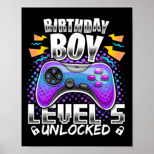 Póster Video de nivel 5 desbloqueado 5º Jugador de cumple
