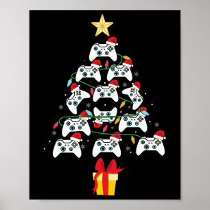 Póster Video Game Controller Christmas Tree Xmas Boy Men