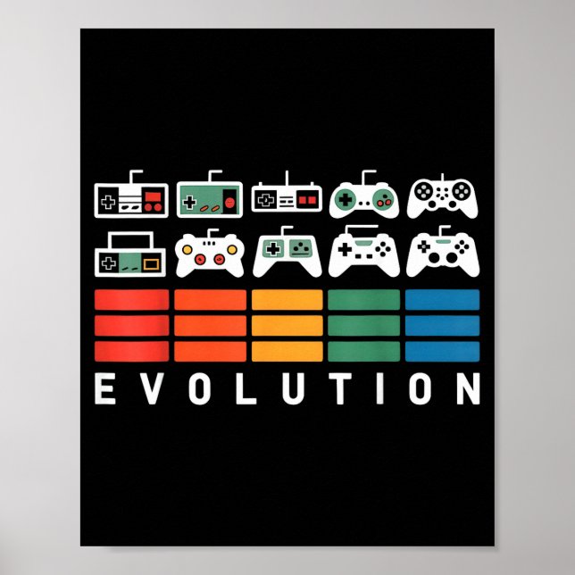 Póster Video Game Controller Evolution 80s 90s Retro Gami (Frente)