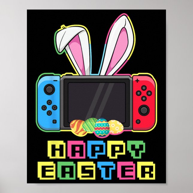 Póster Video Game Easter Bunny Funny Gaming Controller Ga (Frente)