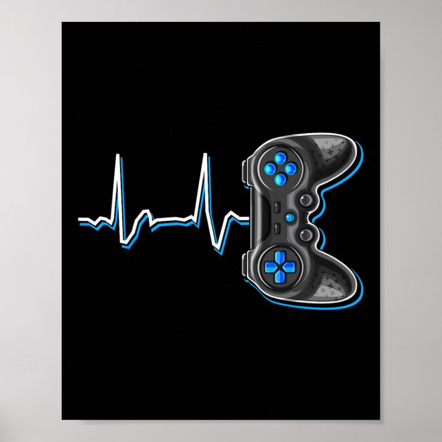 Póster Video Gamer Heartbeat Video Game Controller Gift K (Frente)