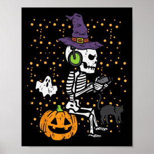 Póster Video Gamer Skeleton Halloween Costume masculinos
