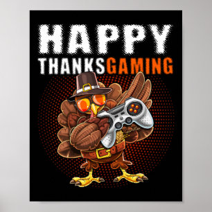 Póster Video juego de Acción de Gracias Dabbing Turkey Pi