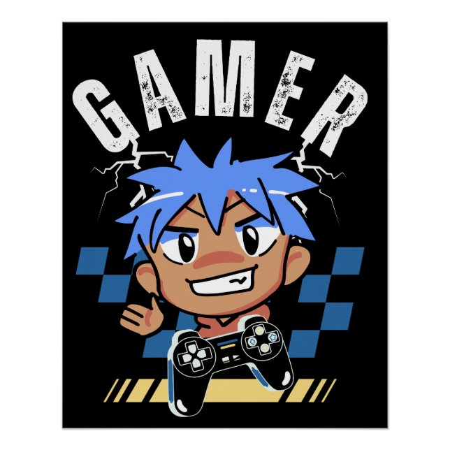 Póster videojuego controlador de jugador retro (Anverso)