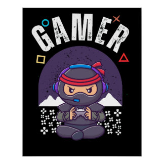 Póster videojuego controlador de jugador retro