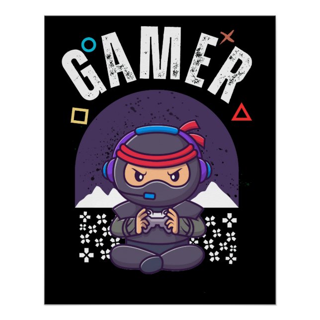 Póster videojuego controlador de jugador retro (Anverso)