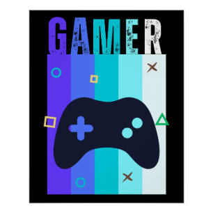 Póster videojuego controlador de jugador retro