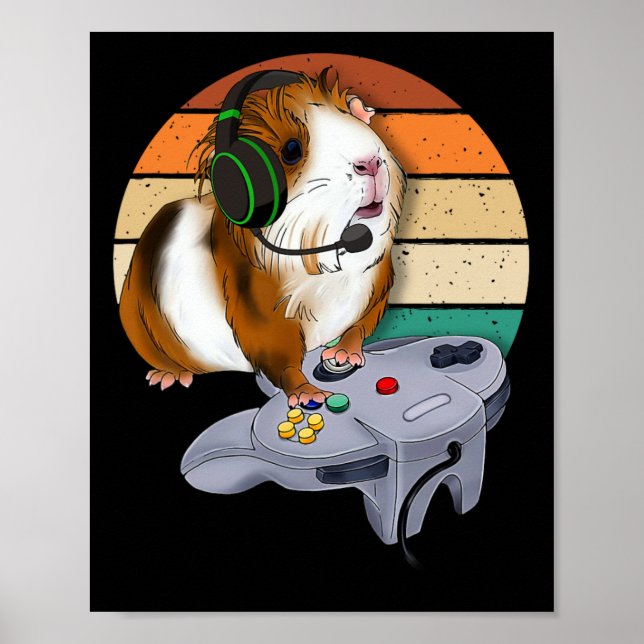 Póster Videojuego de cerdo Regalo de animales salvajes Gu (Frente)