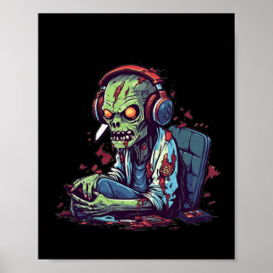 Póster Videojuego de disfraces Zombie Gamer Halloween