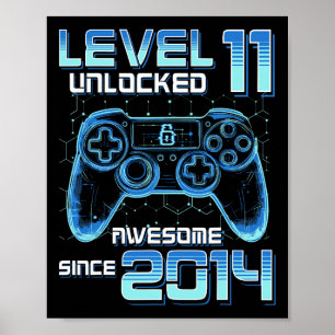 Póster Videojuego de fiesta de cumpleaños número 11 desbl