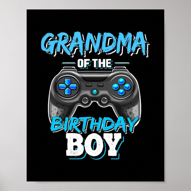 Póster Videojuego de la abuela del niño cumpleaños (Frente)