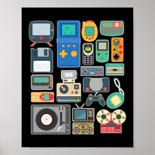 Póster Videojuego de los años 80: Arcada de música clásic