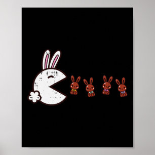 Póster Videojuego de Pascua Comer conejitos Niños Juguete