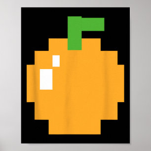 Póster Videojuego de retro arco de Pixel Naranja 80 Hallo