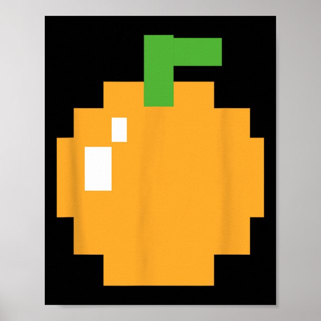 Póster Videojuego de retro arco de Pixel Naranja 80 Hallo (Frente)