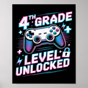Póster Videojuego desbloqueado de nivel de 4to grado Prim