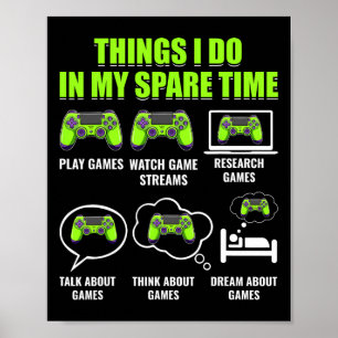 Póster Videojuego Jugador de juegos Cosas divertidas que 