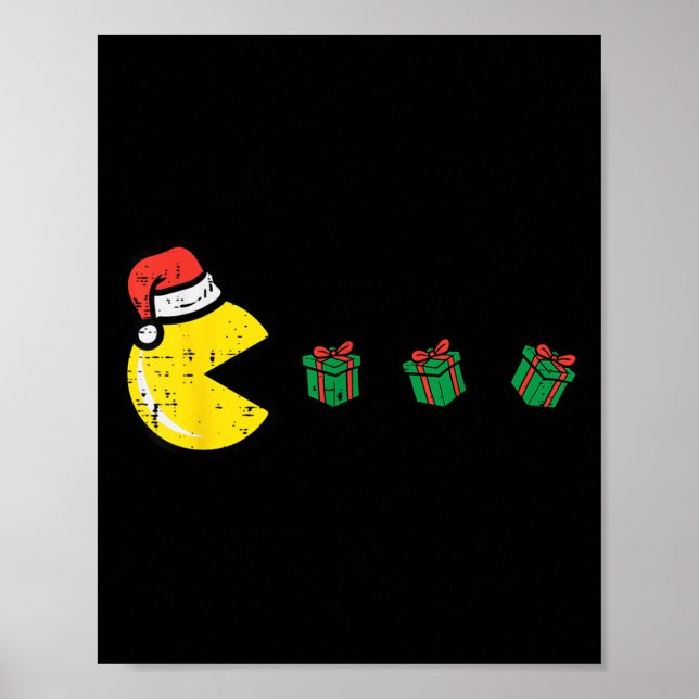 Póster Videojuego navidad Comer Xmas Gamer Hombres Niños  (Frente)