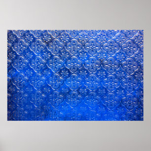 Póster Vidrio azul con patrón, vidrio, abstracto,