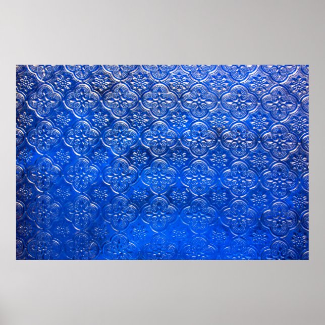 Póster Vidrio azul con patrón, vidrio, abstracto, (Frente)