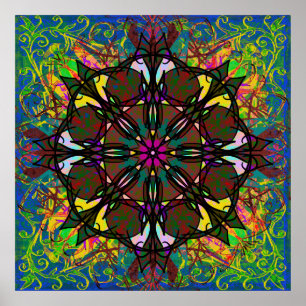 Póster Vidrio celta Tribal Bohemia de Mandala Tile