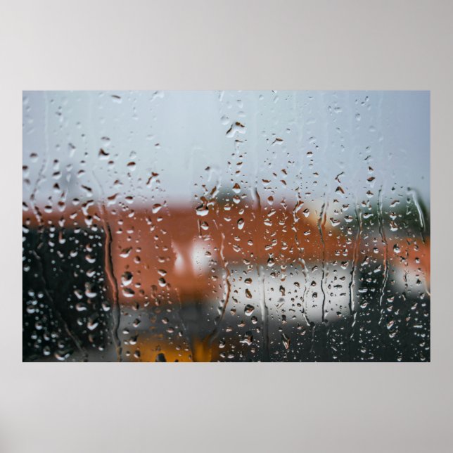 Póster Vidrio con gotas de lluvia (Frente)