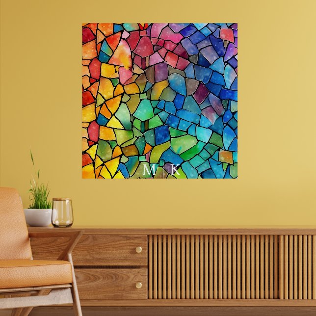 Póster Vidrio con manchas de arco iris acuático (Salón 2)