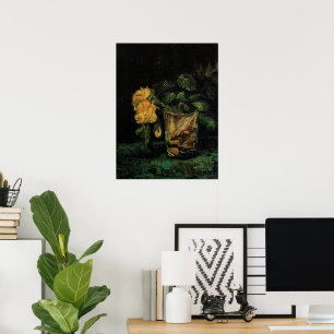 Póster Vidrio con Rosas de Vincent van Gogh
