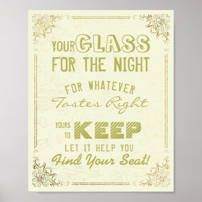 Póster Vidrio De Asiento Para bodas Para La Noche Encuent (Frente)