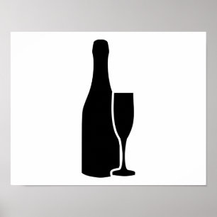 Póster Vidrio de botella de champán